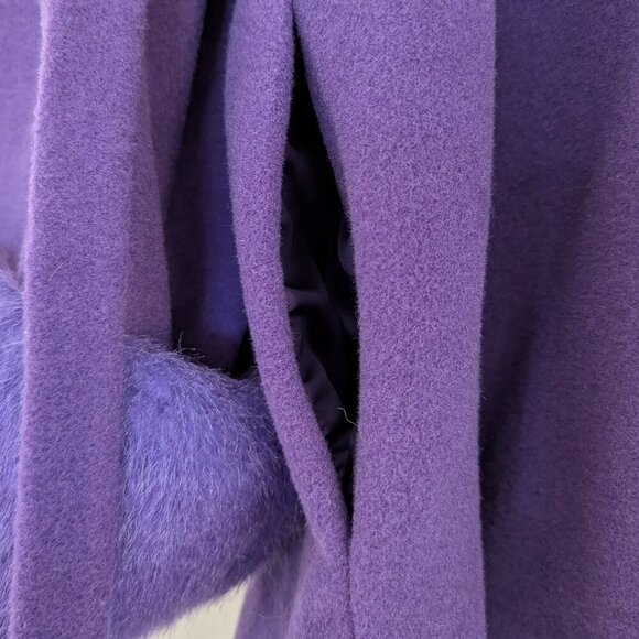 M By Shakara Wool Blend Coat with Faux Fur Cuffs Size 12 Belted - Picture 8 of 13